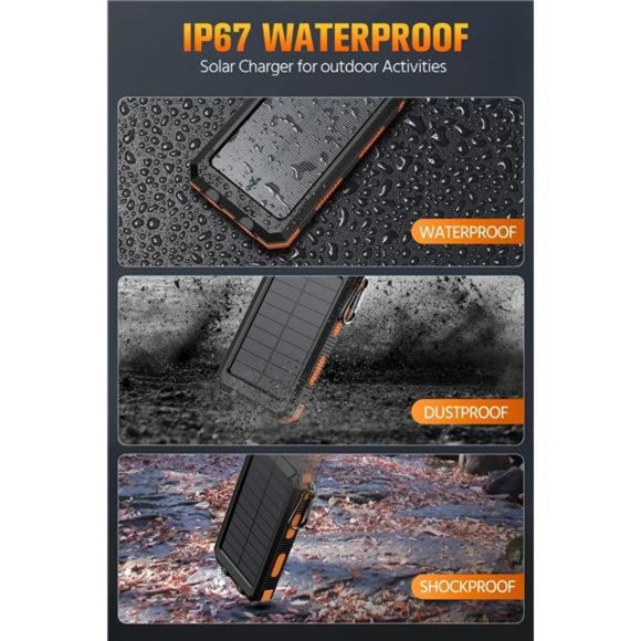 Solar-Charger-Power-Bank - 36800mAh Portable Charger,QC3.0 Fast Charger Dual USB - Picture 5 of 7